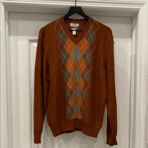 Banana Republic Luxury Blend Argyle Crew V-neck Sweater
